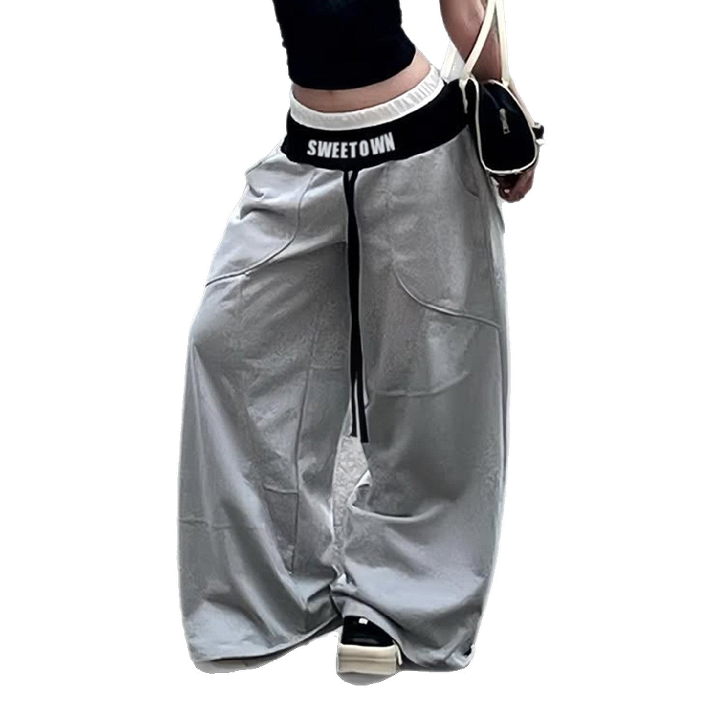 Letter printed contrasting casual sweatpants