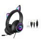 AKZ-022 RGB Luminous Cat Ear Headset Wired Headset Gaming Computer Learning Headset