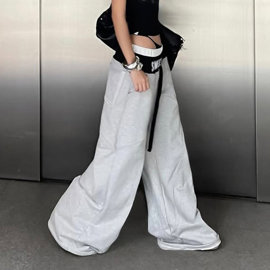 Letter printed contrasting casual sweatpants
