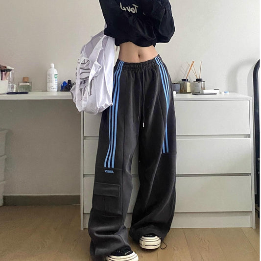 Striped wide leg sweatpants