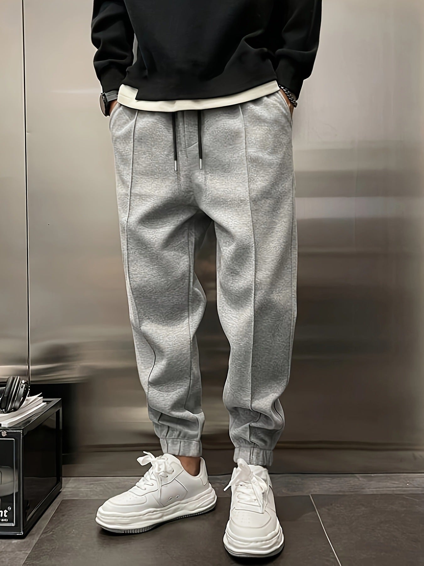 Thick ankle drawstring men's sweatpants