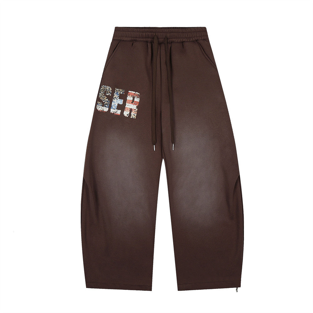 Letter printed curved knife sweatpants