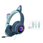 AKZ-022 RGB Luminous Cat Ear Headset Wired Headset Gaming Computer Learning Headset