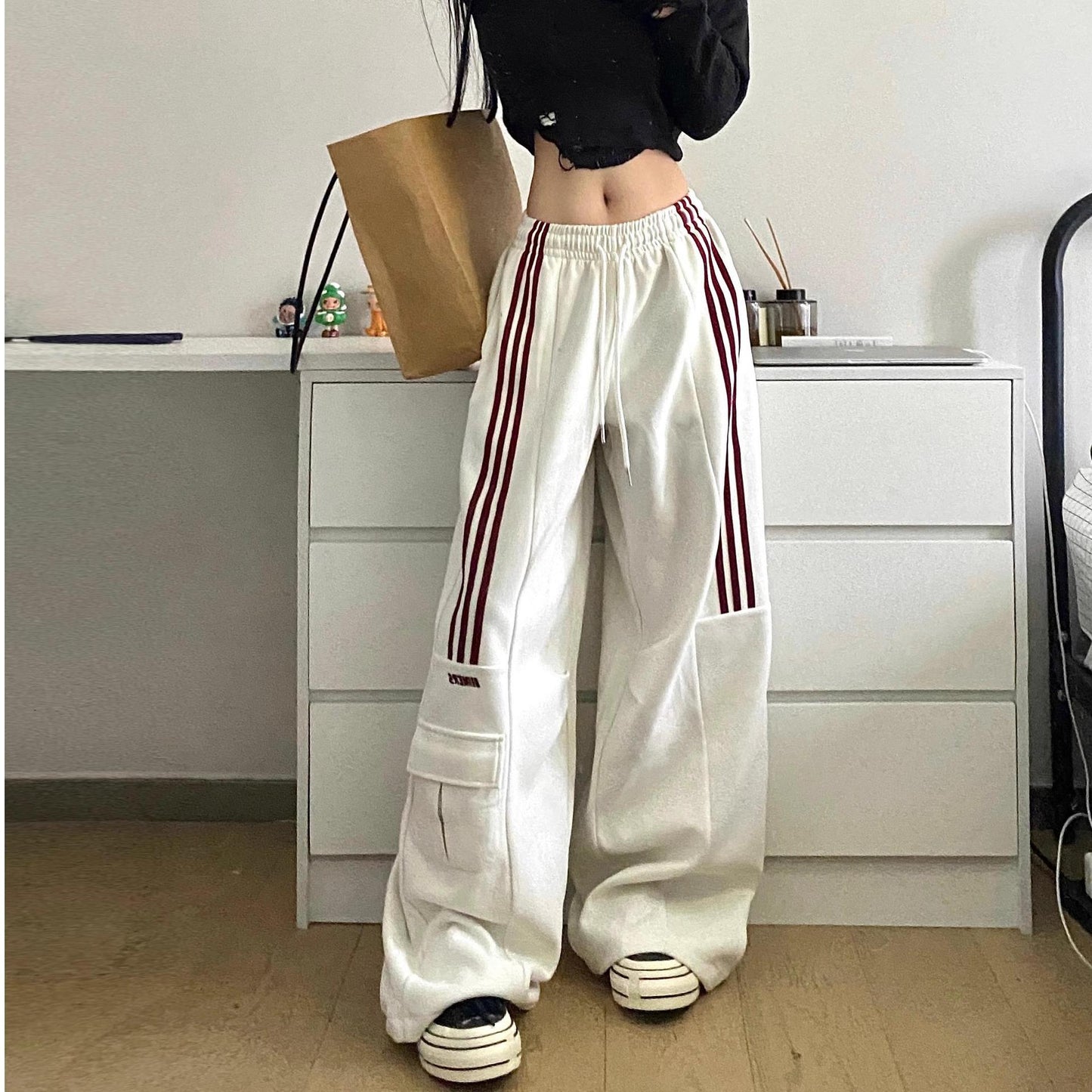 Striped wide leg sweatpants