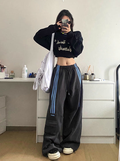 Striped wide leg sweatpants