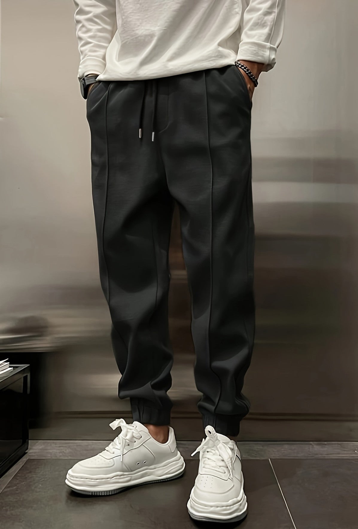 Thick ankle drawstring men's sweatpants