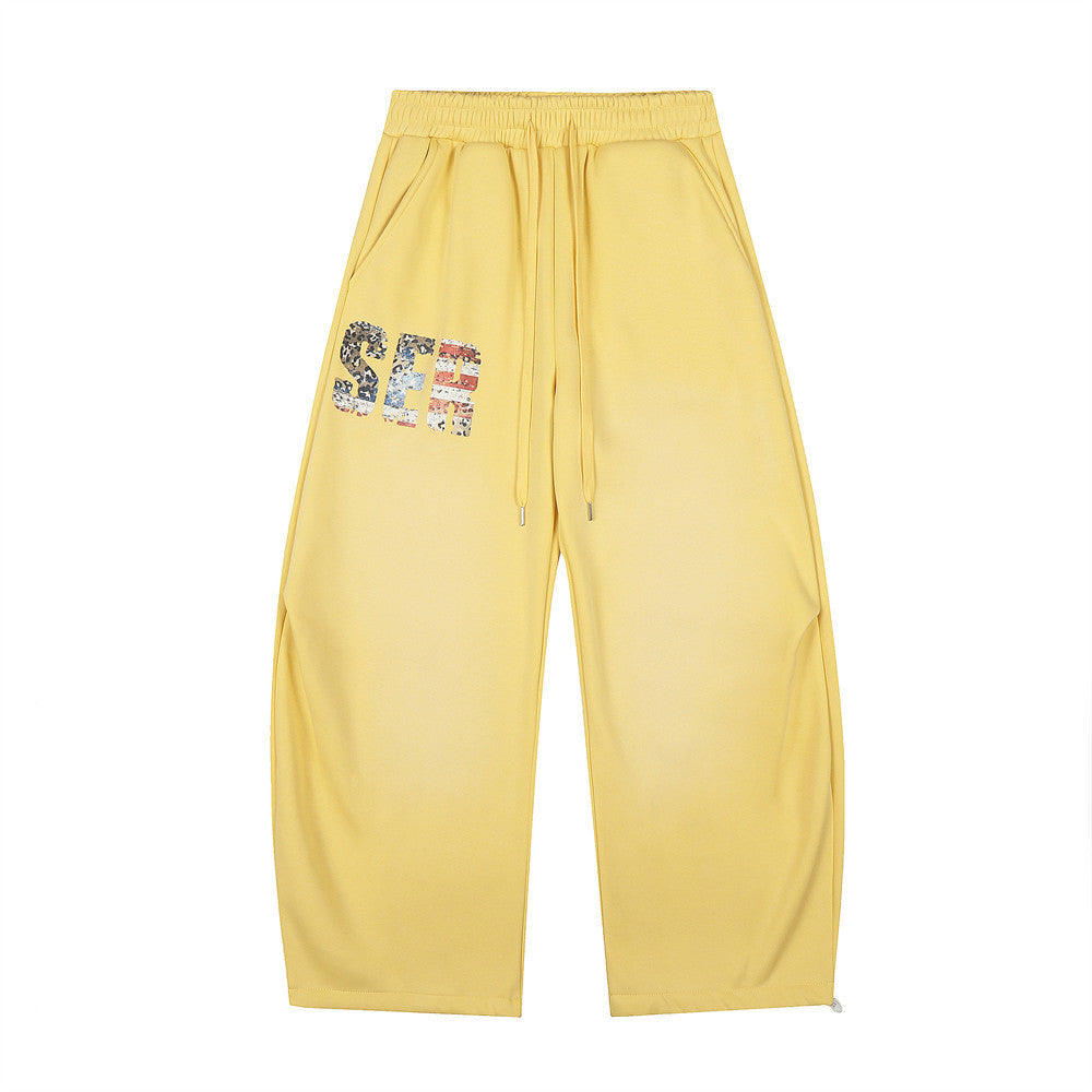 Letter printed curved knife sweatpants