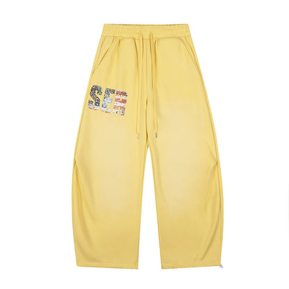 Letter printed curved knife sweatpants