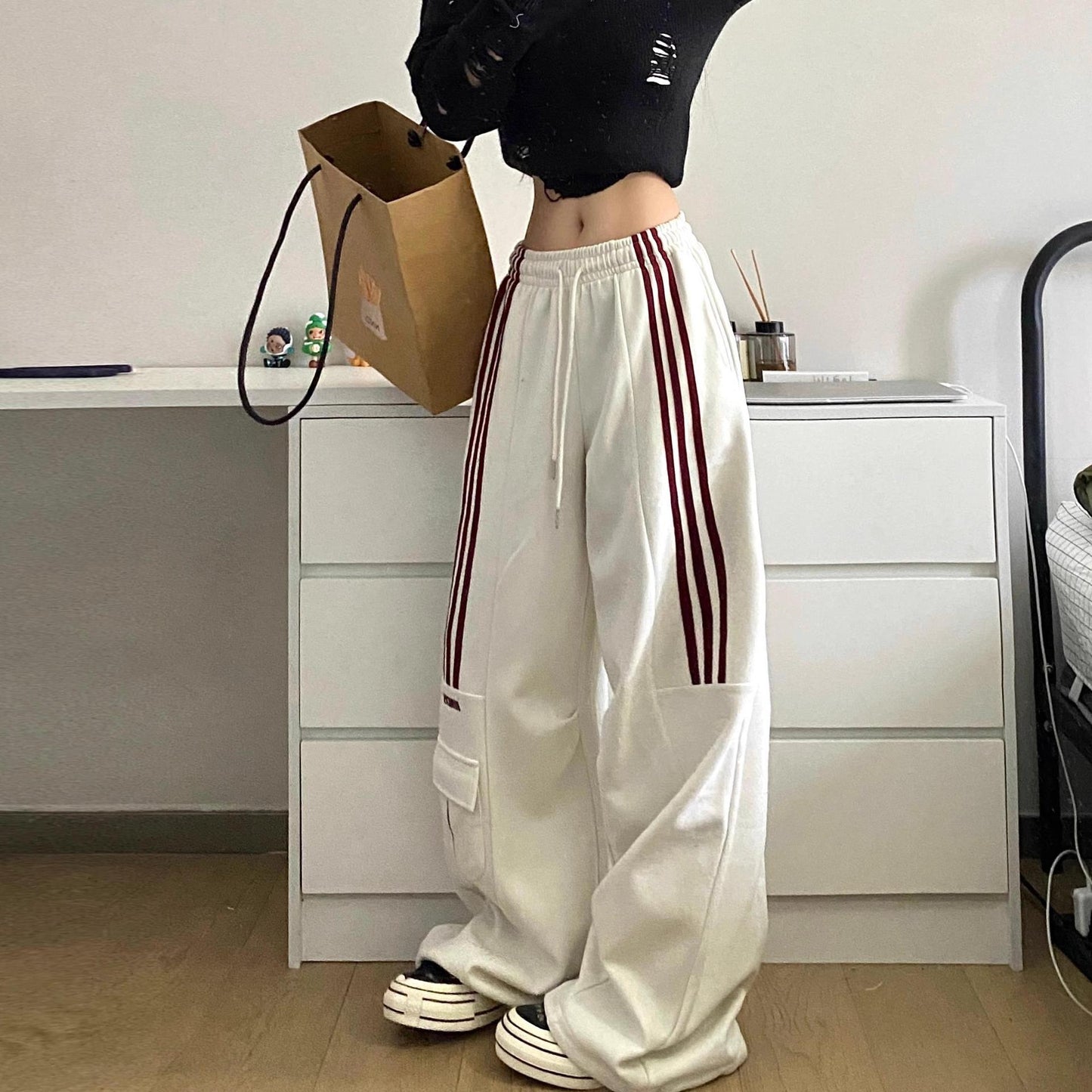 Striped wide leg sweatpants