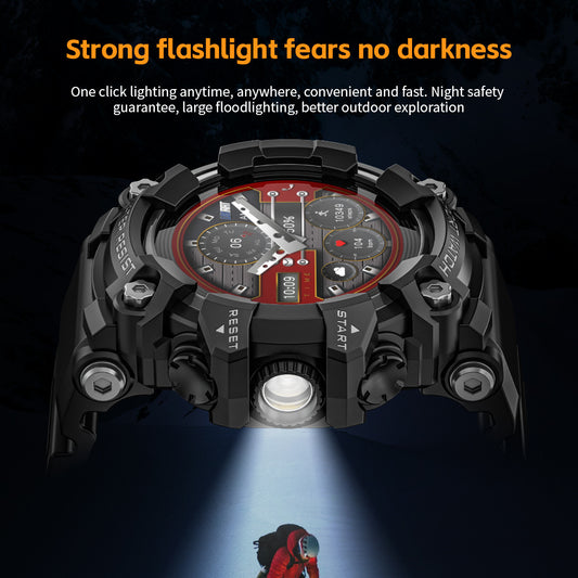 Outdoor sports smartwatch ATTACK GT Bluetooth call compass flashlight music